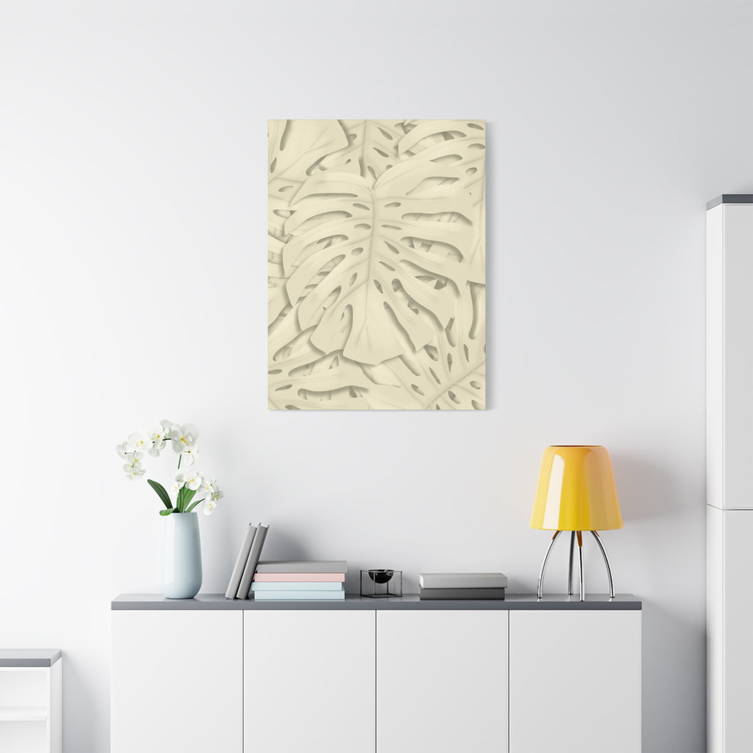 Monstera Canvas Print Durable Cotton Stretched Canvas With Beige Botanical Artwork For Modern Home Decor
