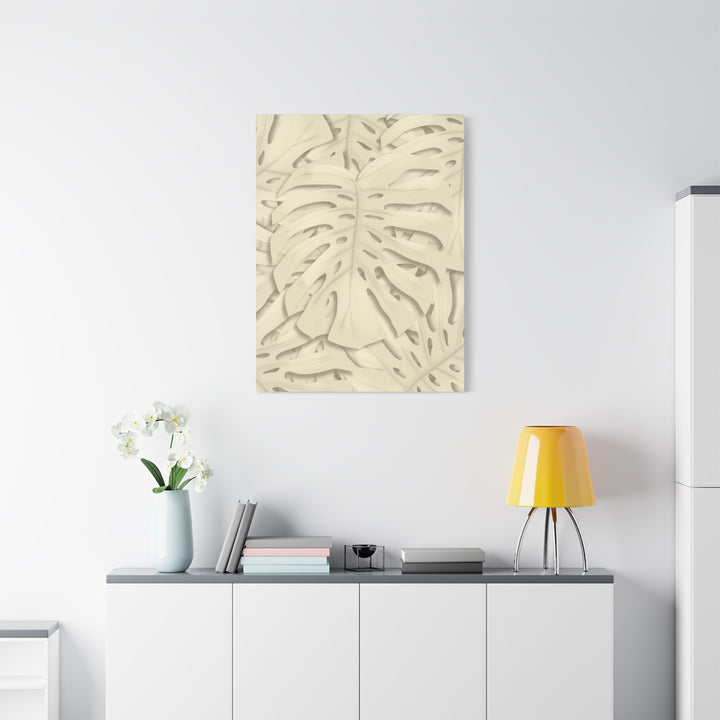 Monstera Canvas Print Durable Cotton Stretched Canvas With Beige Botanical Artwork For Modern Home Decor