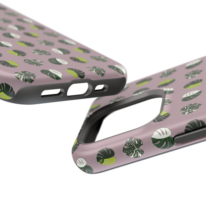 Variegated Monstera Pattern Phone Case – Dual Layer Protective Cover