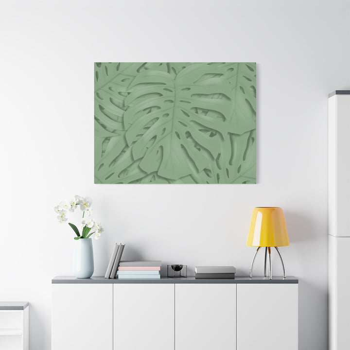 Monstera Canvas Art The Potted Pixel 24x36 Inches Matte Finish Wall Decor Botanical Green Leaf Print