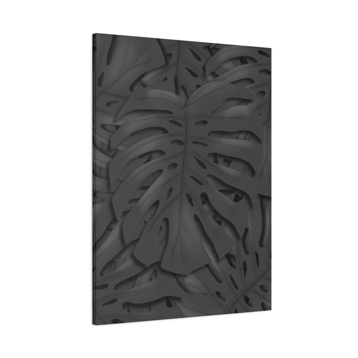 Charcoal Monstera Canvas Wall Art Matte Stretched 1.25 Inch Thick Plant Leaf Decor