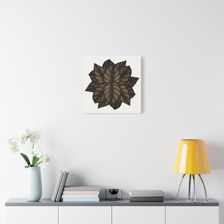 Calathea Pinstripe Canvas Botanical Wall Art Print On Stretched Cotton Canvas For Living Room Decor