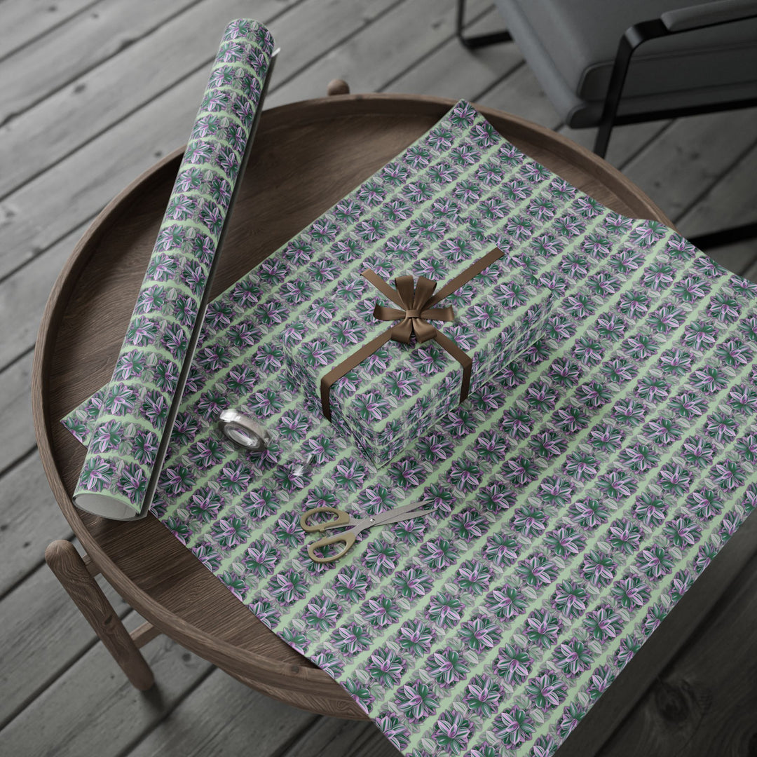 Tradescantia Nanouk Wrapping Paper — Green & Purple Plant Pattern