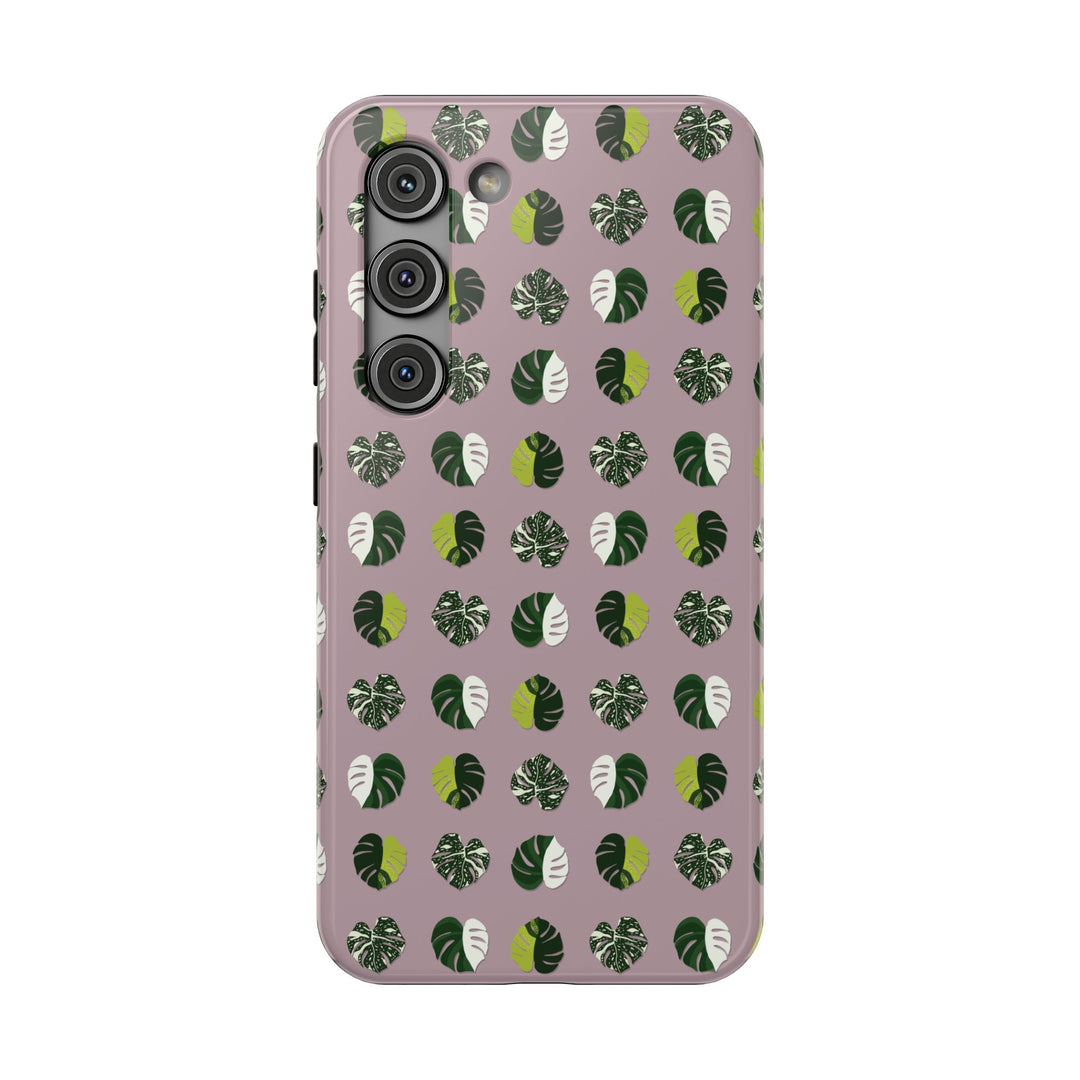 Variegated Monstera Pattern Phone Case – Dual Layer Protective Cover