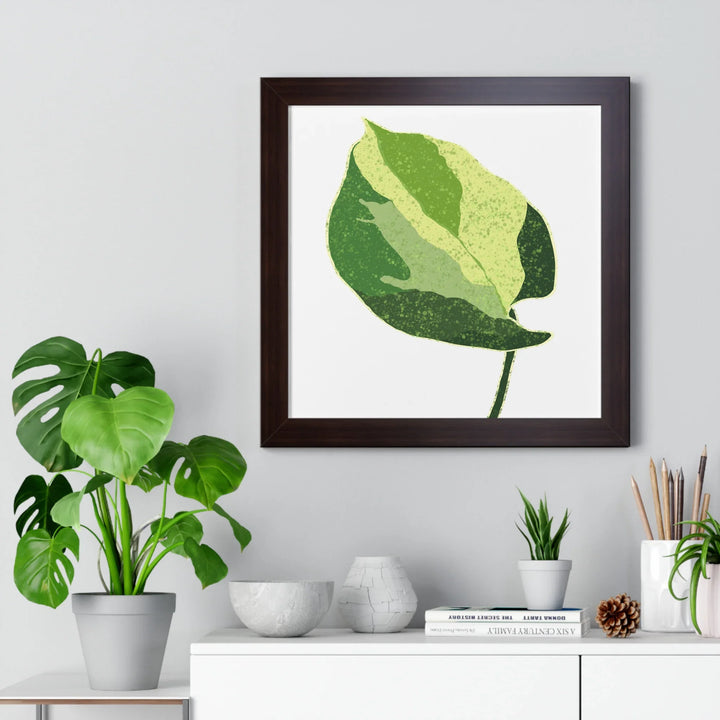 Manjula Pothos Print Framed Wall Art With Heart Shaped Leaves Matte Finish Indoor Plant Decor