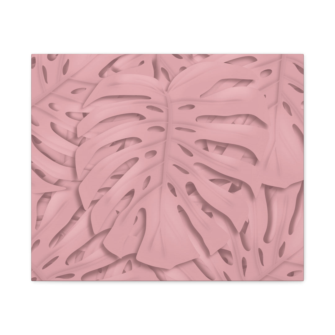 Monstera Canvas Art Soft Pink Botanical Wall Decor Matte Finish Print For Living Room
