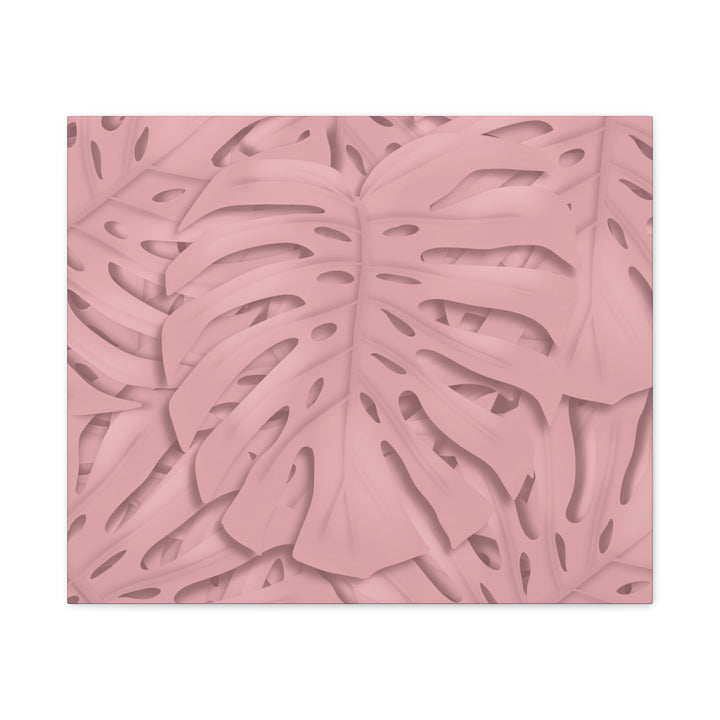 Monstera Canvas Art Soft Pink Botanical Wall Decor Matte Finish Print For Living Room