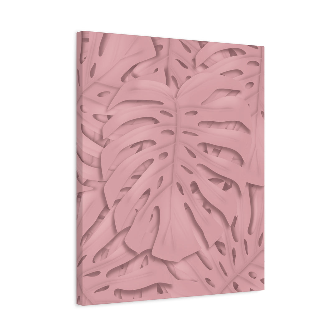 Monstera Canvas Art Soft Pink Botanical Wall Decor Matte Finish Print For Living Room