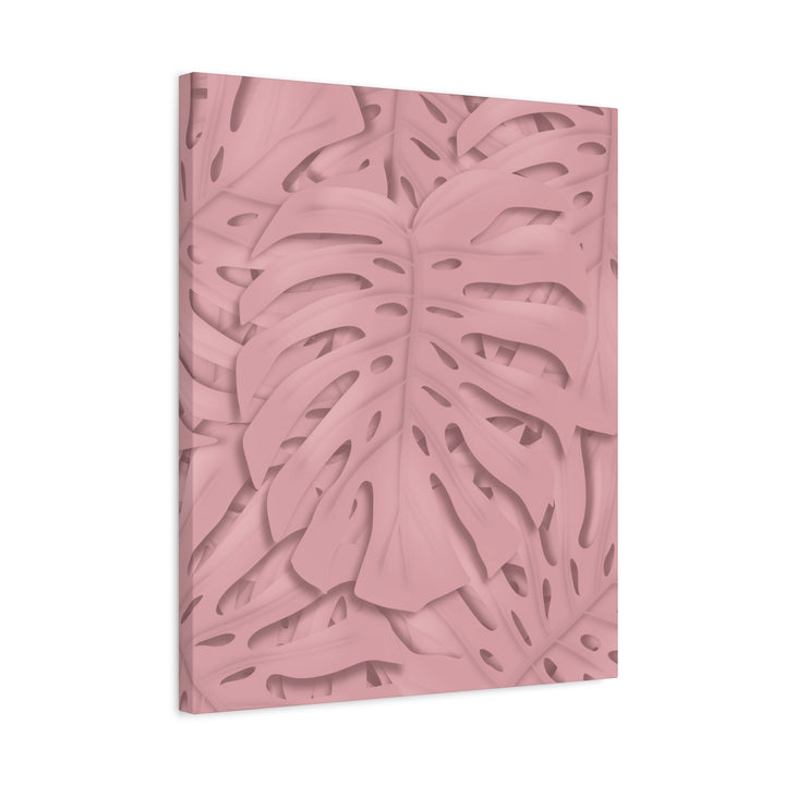 Monstera Canvas Art Soft Pink Botanical Wall Decor Matte Finish Print For Living Room