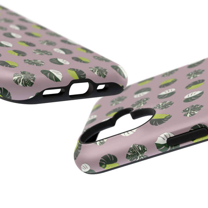 Variegated Monstera Pattern Phone Case – Dual Layer Protective Cover