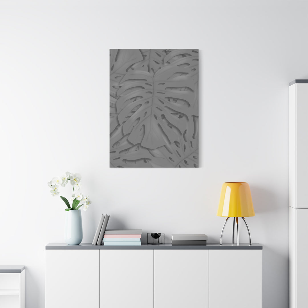 Charcoal Monstera Canvas Wall Art Matte Stretched 1.25 Inch Thick Tropical Leaf Print For Living Room Decor