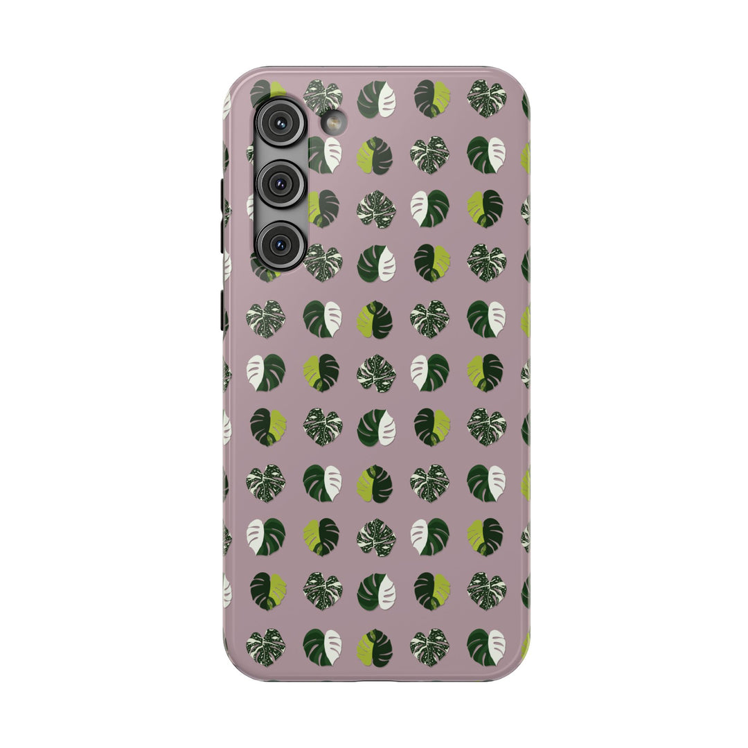Variegated Monstera Pattern Phone Case – Dual Layer Protective Cover