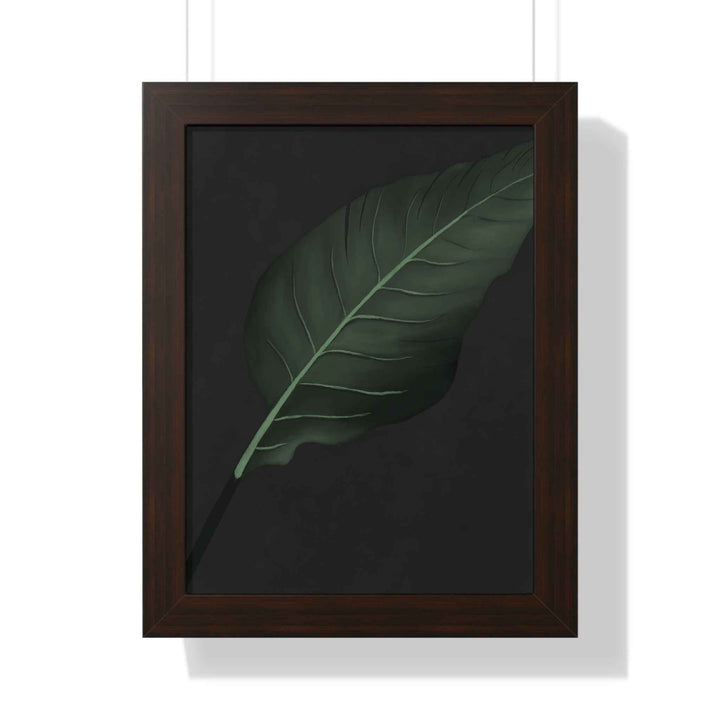Bird Of Paradise Leaf Framed Poster Vertical Minimal Dark Green Wall Art