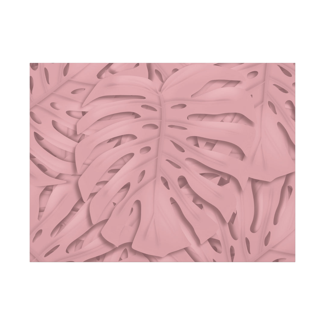 Monstera Canvas Art Soft Pink Botanical Wall Decor Matte Finish Print For Living Room