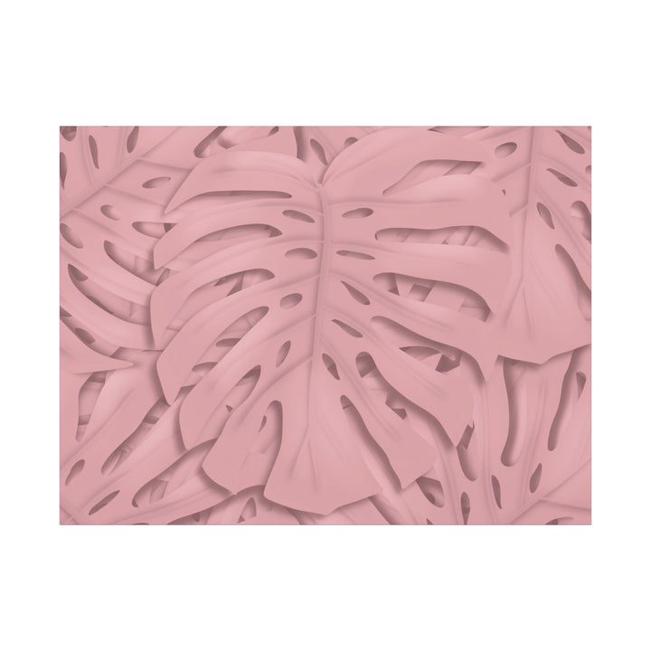 Monstera Canvas Art Soft Pink Botanical Wall Decor Matte Finish Print For Living Room