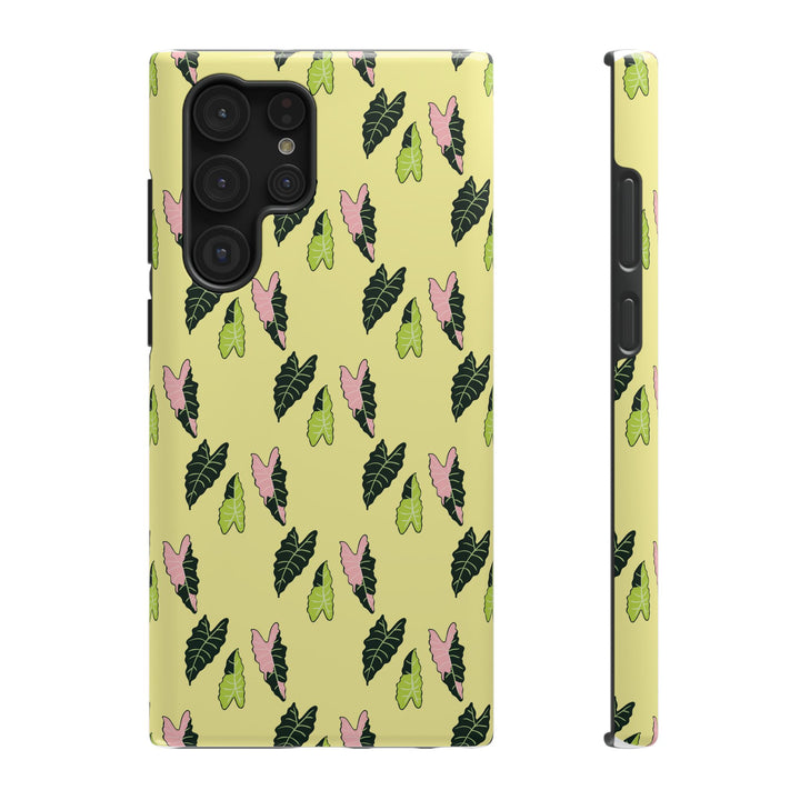 Alocasia Pattern Impact Resistant Phone Case Botanical Cover Full Wrap Print Wireless Charging