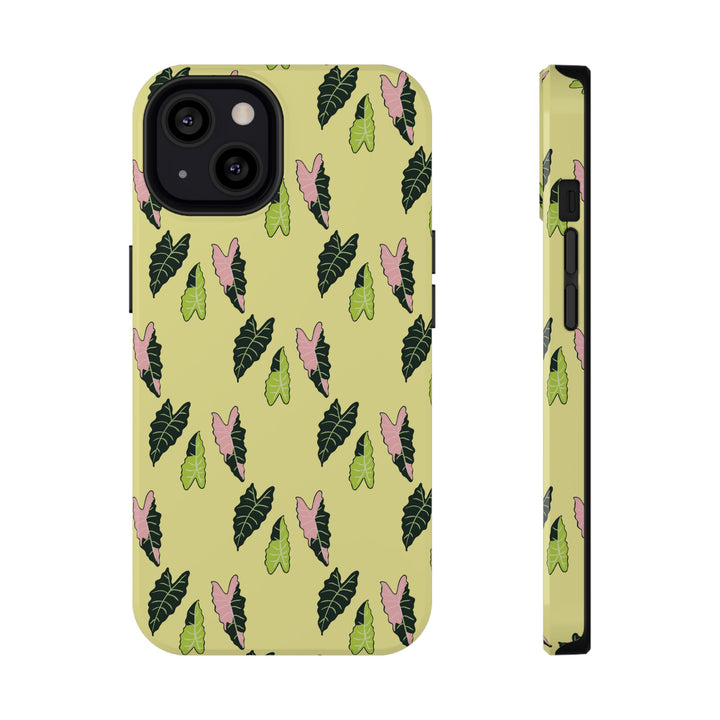 Alocasia Pattern Impact Resistant Phone Case Botanical Cover Full Wrap Print Wireless Charging