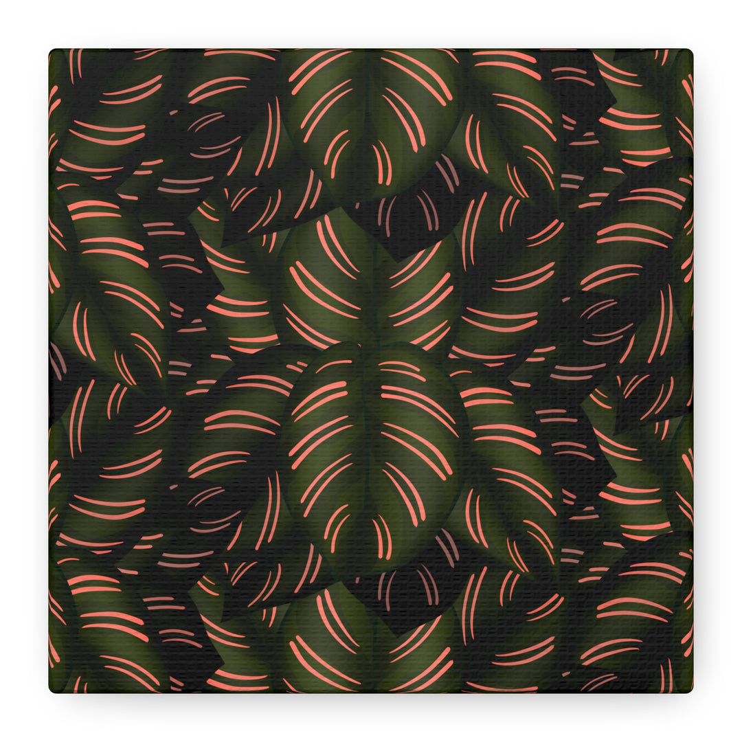 Calathea Pinstripe Canvas Print With Matte Finish Stretched Botanical Wall Art For Living Room Decor