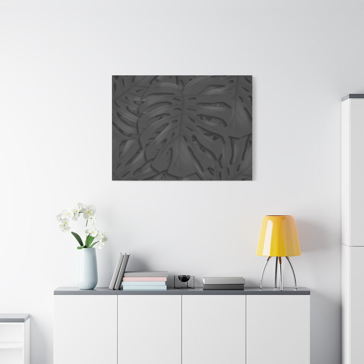 Charcoal Monstera Canvas Wall Art Matte Stretched 1.25 Inch Thick Plant Leaf Decor