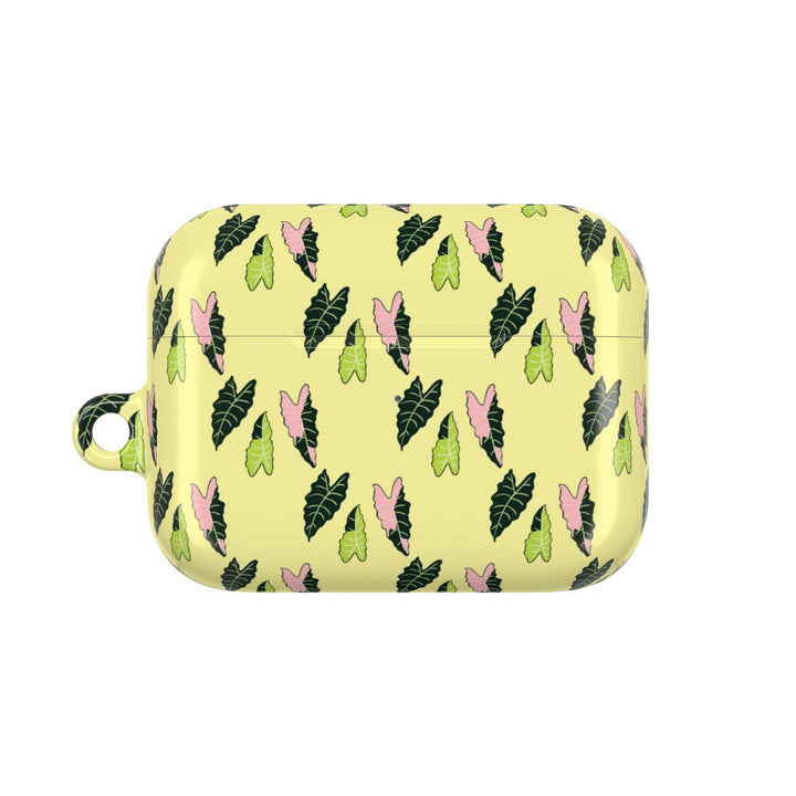 Alocasia Pattern AirPods Case Botanical Plant Themed Protective Case with Carabiner