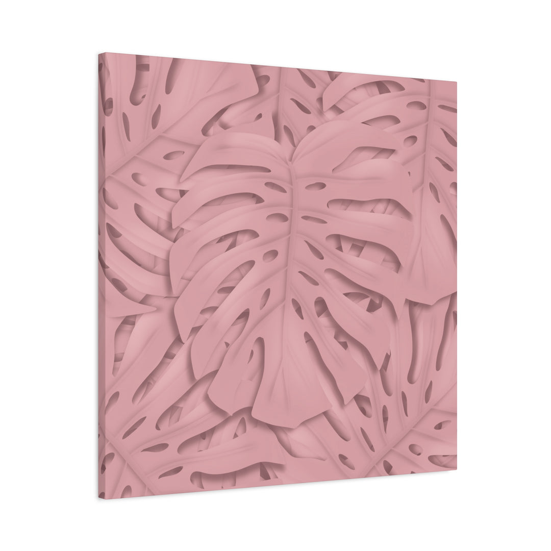 Monstera Canvas Art Soft Pink Botanical Wall Decor Matte Finish Print For Living Room