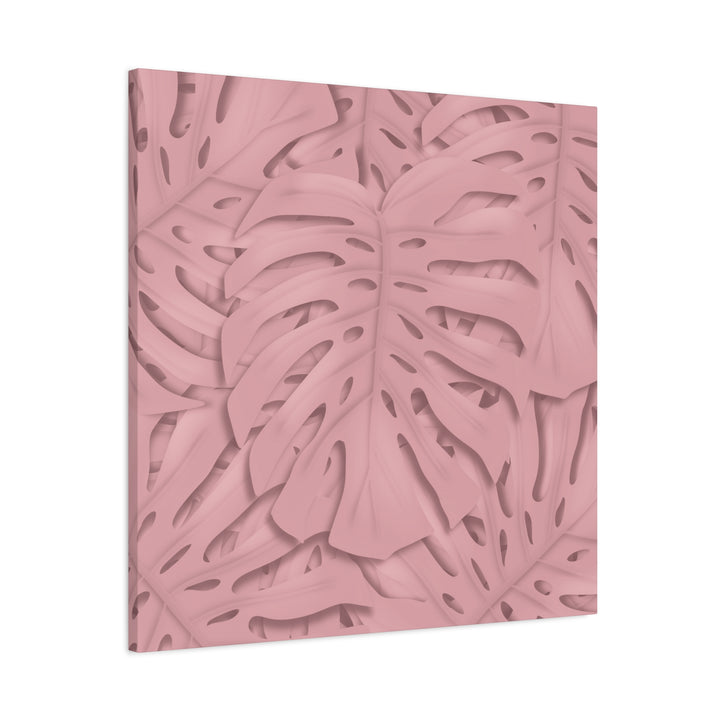 Monstera Canvas Art Soft Pink Botanical Wall Decor Matte Finish Print For Living Room