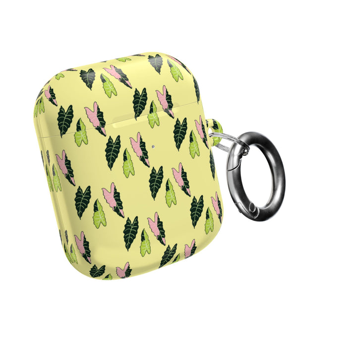 Alocasia Pattern AirPods Case Botanical Plant Themed Protective Case with Carabiner