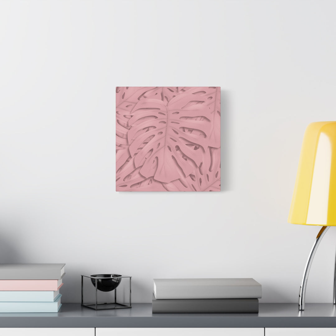 Monstera Canvas Art Soft Pink Botanical Wall Decor Matte Finish Print For Living Room