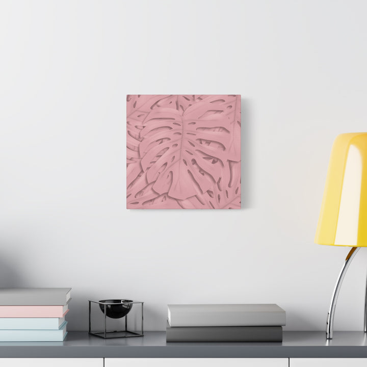 Monstera Canvas Art Soft Pink Botanical Wall Decor Matte Finish Print For Living Room