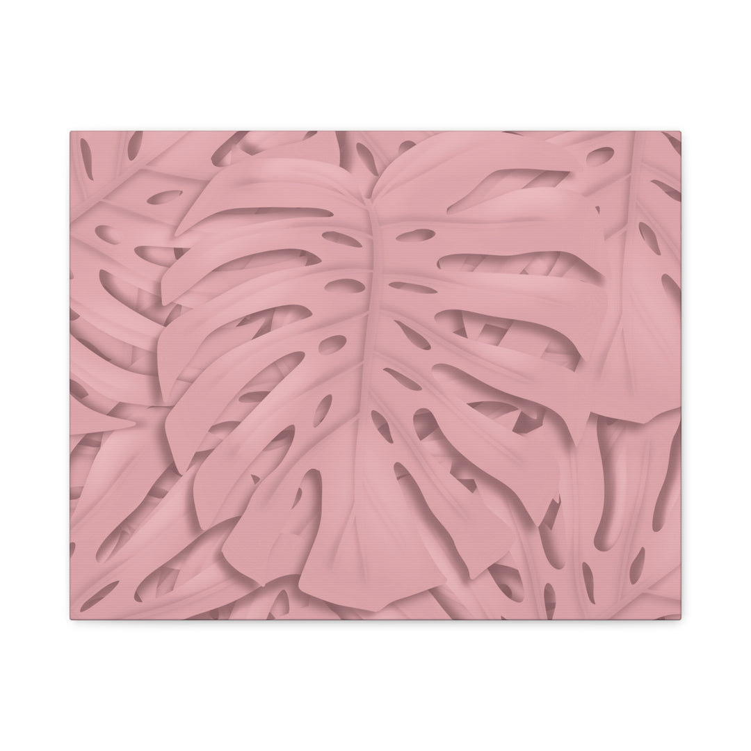 Monstera Canvas Art Soft Pink Botanical Wall Decor Matte Finish Print For Living Room