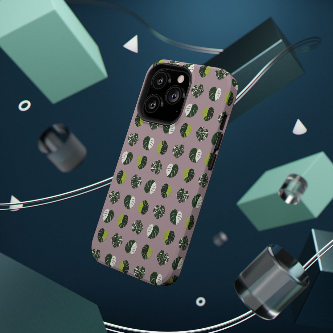 Variegated Monstera Pattern Phone Case – Dual Layer Protective Cover