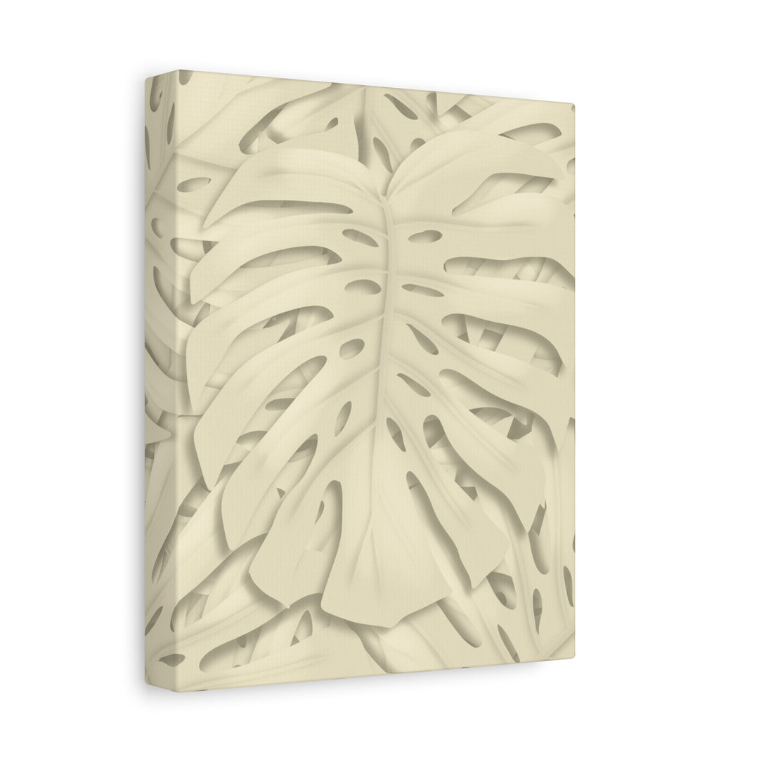 Monstera Canvas Print Durable Cotton Stretched Canvas With Beige Botanical Artwork For Modern Home Decor