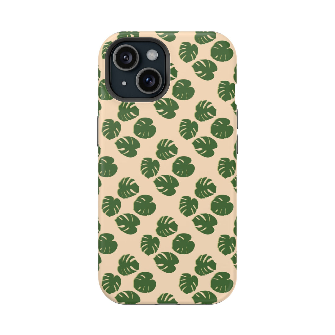 Monstera Pattern Phone Case – Dual Layer Protective Cover