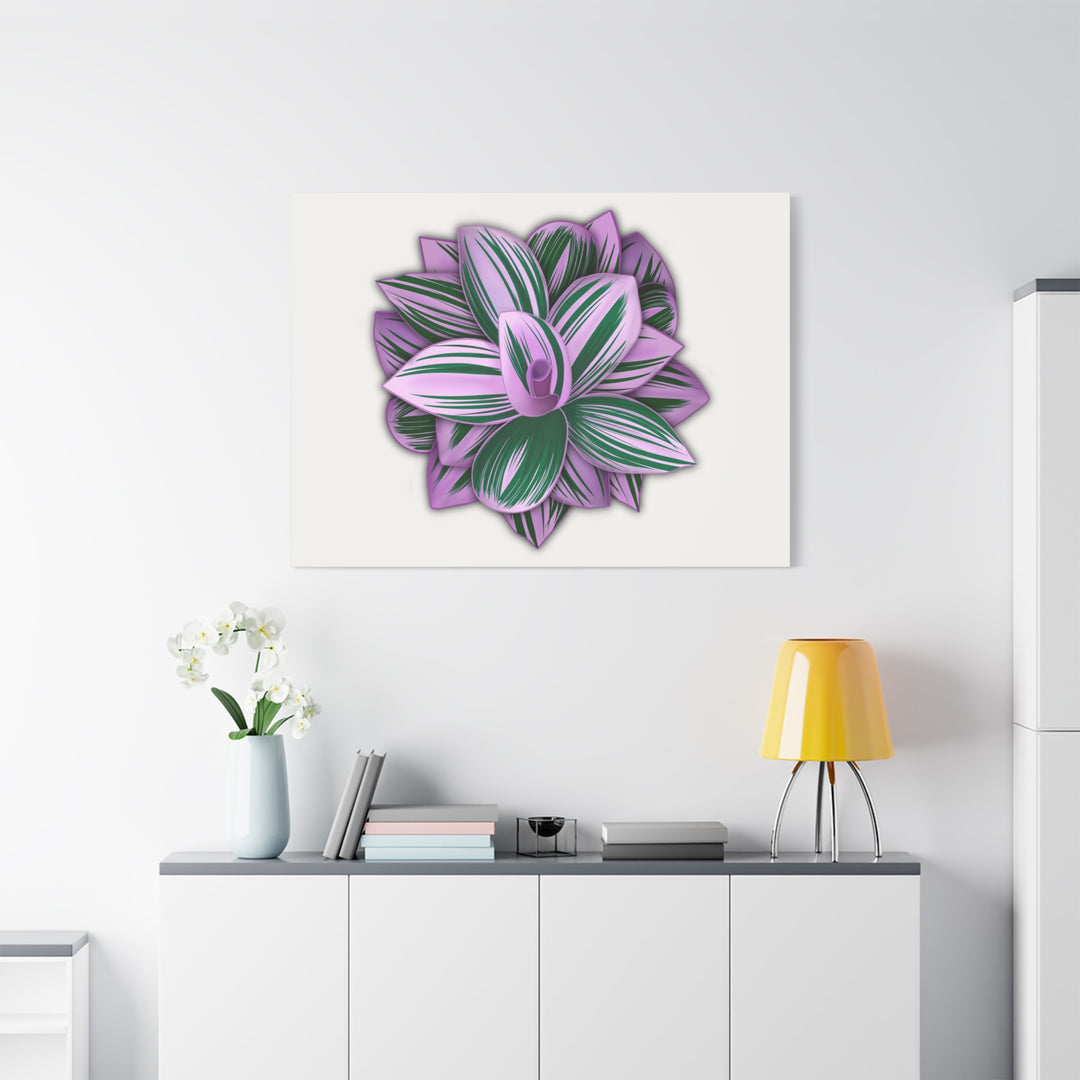 Tradescantia Nanouk Canvas Botanical Wall Art Print Pink Green Foliage On Stretched Cotton Canvas