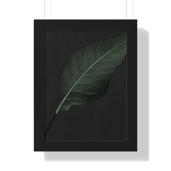 Bird Of Paradise Leaf Framed Poster Vertical Minimal Dark Green Wall Art