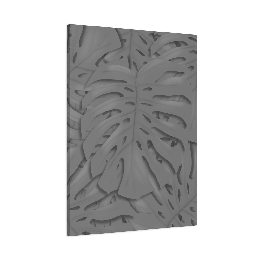 Charcoal Monstera Canvas Wall Art Matte Stretched 1.25 Inch Thick Tropical Leaf Print For Living Room Decor