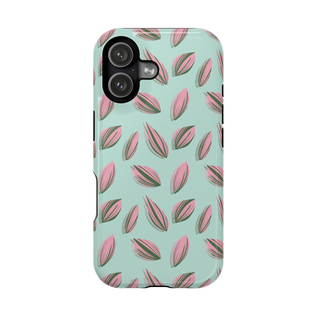 Tradescantia Nanouk Pattern Dual-Layer Impact-Resistant Phone Case Green Botanical Protective Cover