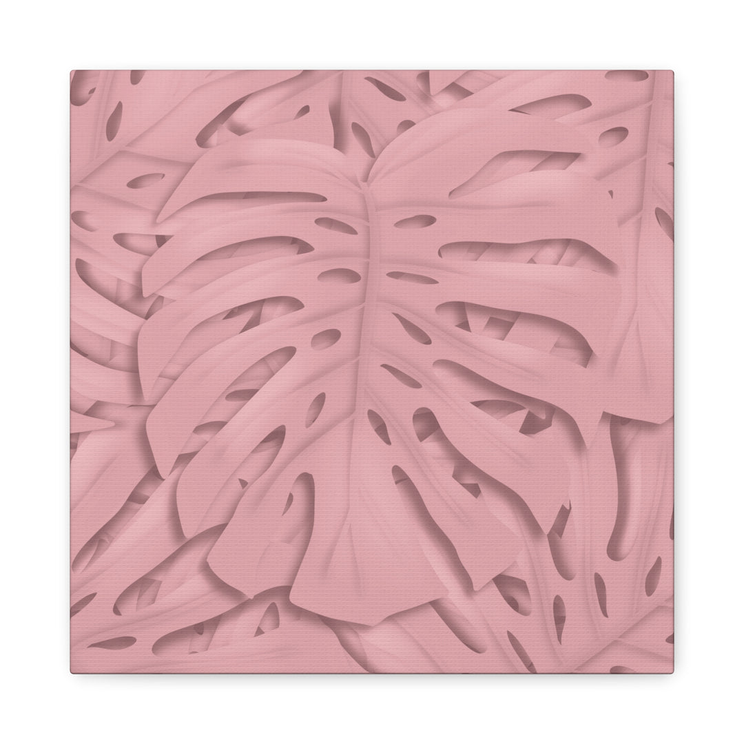 Monstera Canvas Art Soft Pink Botanical Wall Decor Matte Finish Print For Living Room