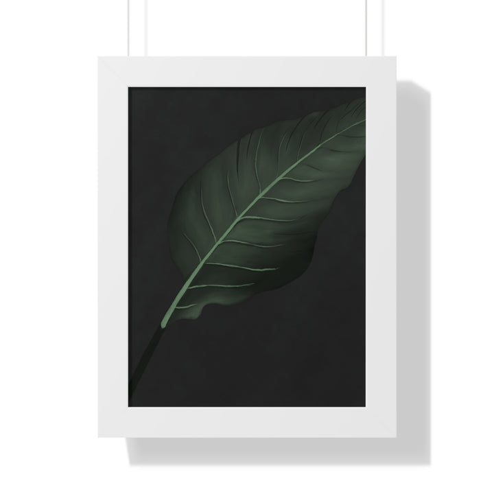 Bird Of Paradise Leaf Framed Poster Vertical Minimal Dark Green Wall Art
