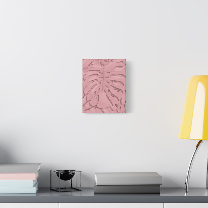 Monstera Canvas Art Soft Pink Botanical Wall Decor Matte Finish Print For Living Room