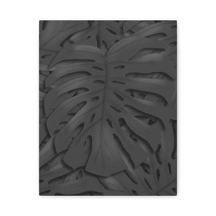 Charcoal Monstera Canvas Wall Art Matte Stretched 1.25 Inch Thick Plant Leaf Decor