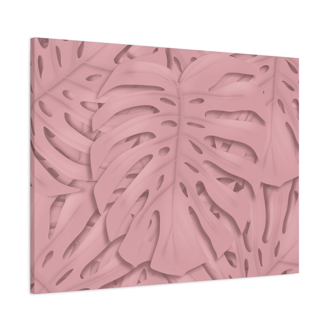 Monstera Canvas Art Soft Pink Botanical Wall Decor Matte Finish Print For Living Room