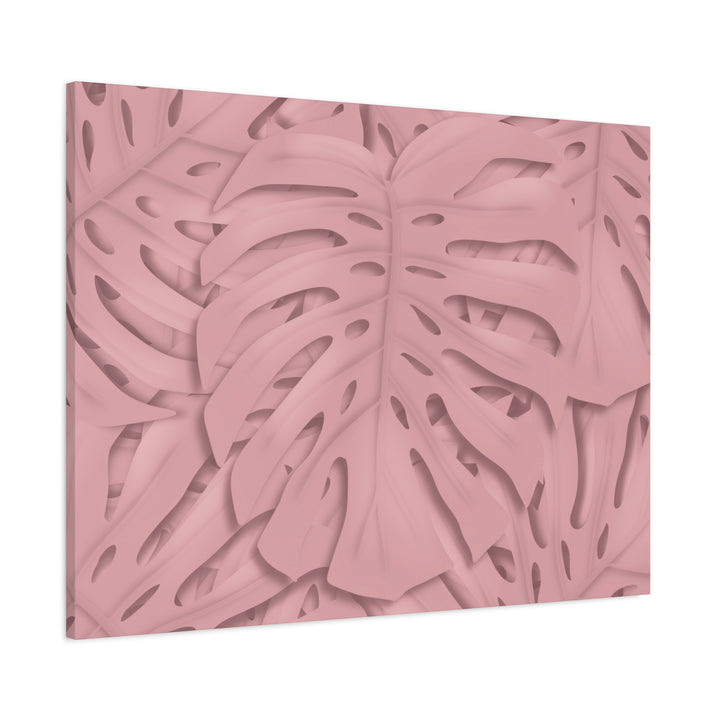 Monstera Canvas Art Soft Pink Botanical Wall Decor Matte Finish Print For Living Room