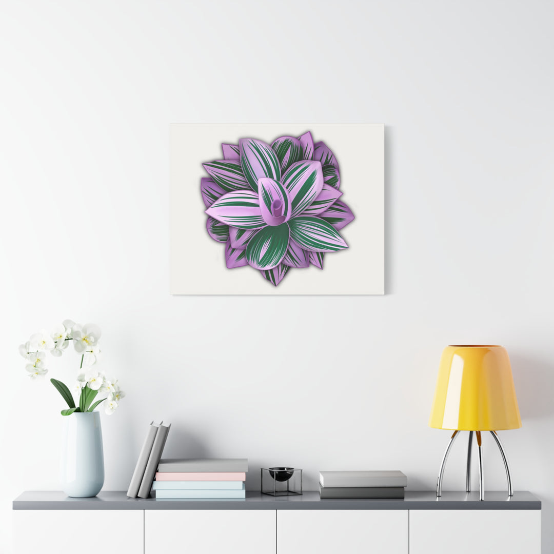 Tradescantia Nanouk Canvas Botanical Wall Art Print Pink Green Foliage On Stretched Cotton Canvas