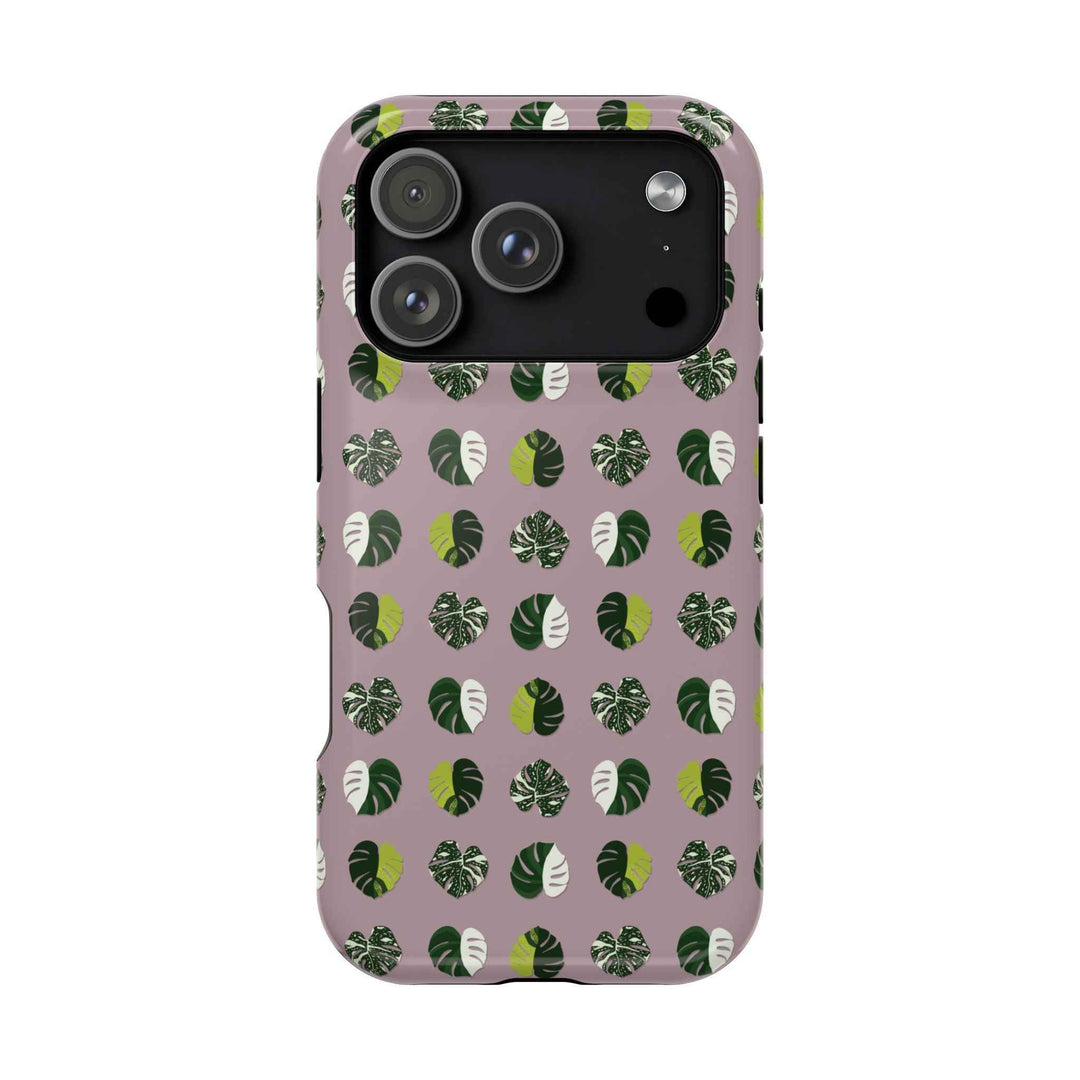 Variegated Monstera Pattern Phone Case – Dual Layer Protective Cover