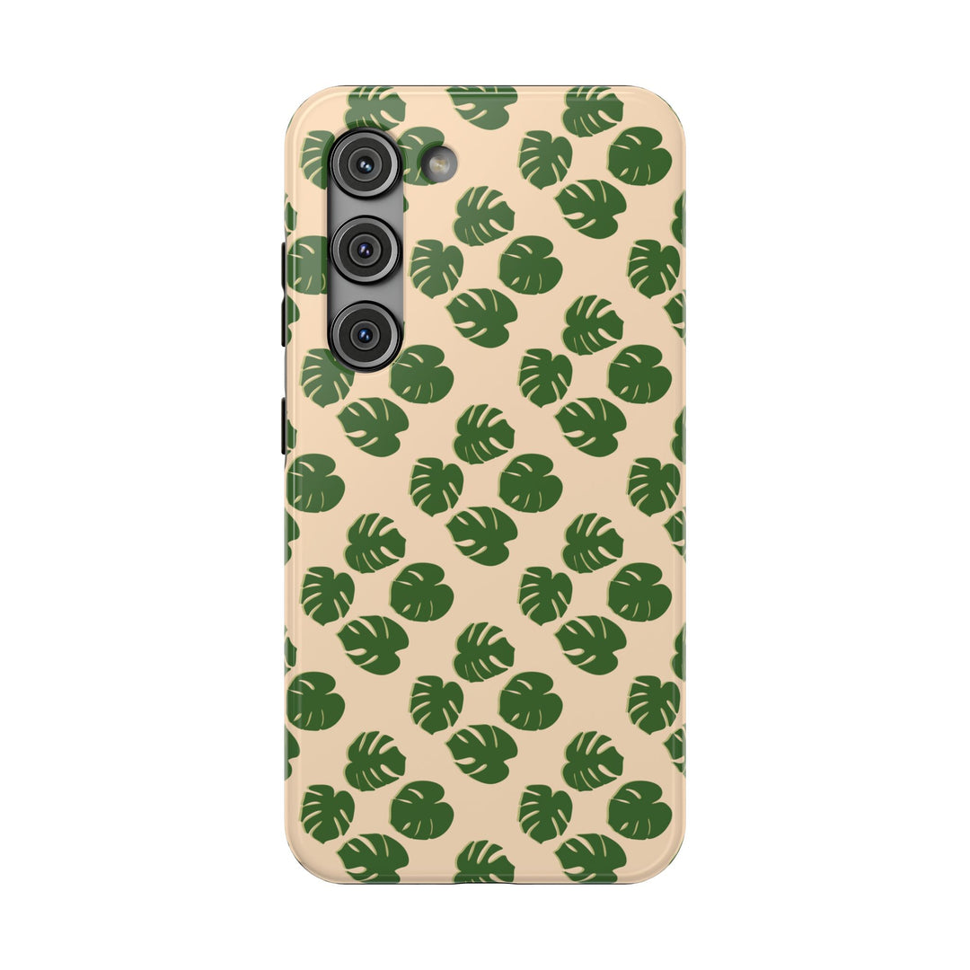 Monstera Pattern Phone Case – Dual Layer Protective Cover