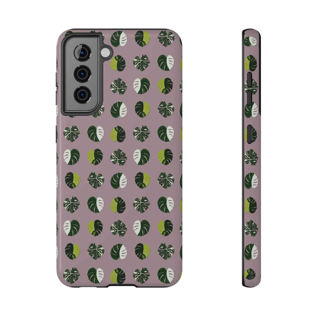 Variegated Monstera Pattern Phone Case – Dual Layer Protective Cover