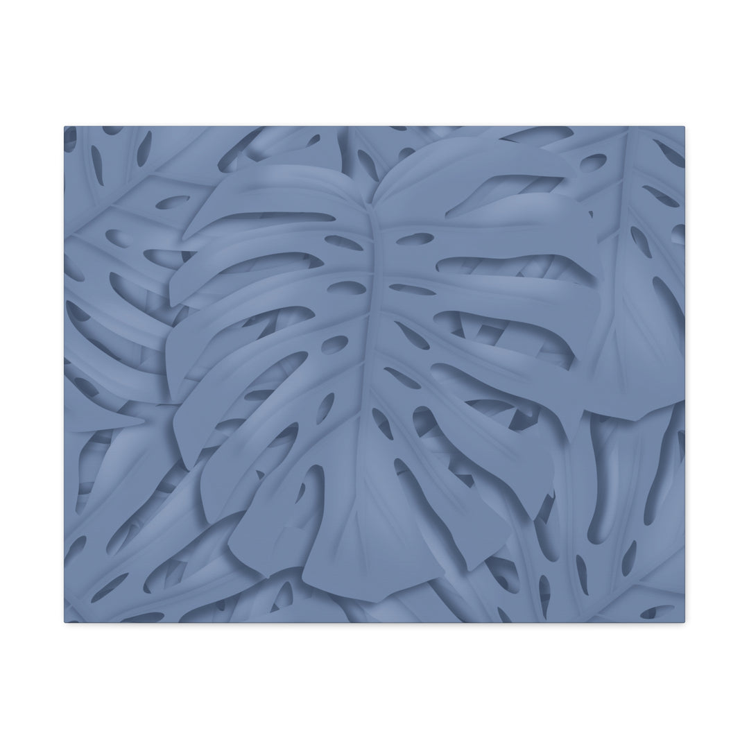 Monstera Canvas Art Blue Tropical Leaf Wall Art on Matte Cotton Canvas Print by The Potted Pixel