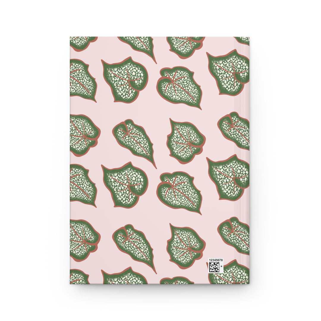 Begonia Pattern Hardcover Journal for Garden Lovers Plant Themed Writing Notebook Matte Pastel Cover