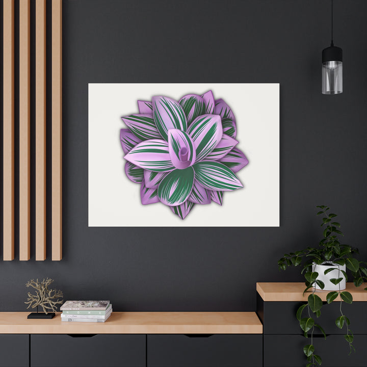 Tradescantia Nanouk Canvas Botanical Wall Art Print Pink Green Foliage On Stretched Cotton Canvas